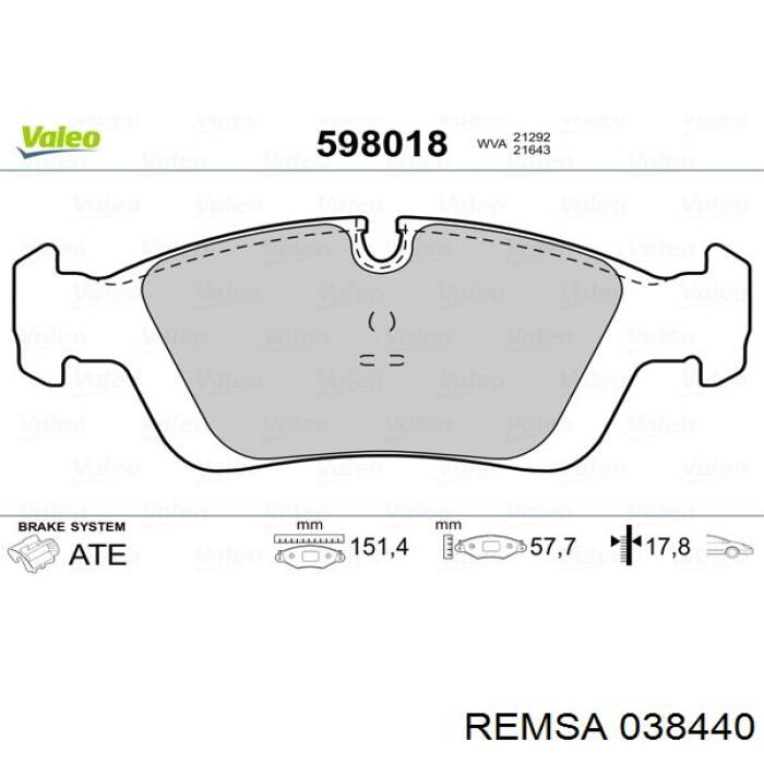 Передні тормозні колодки 038440 Remsa