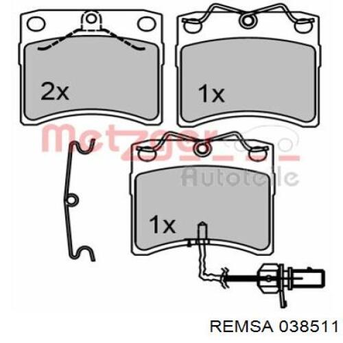 Колодки гальмівні передні, дискові 038511 Remsa