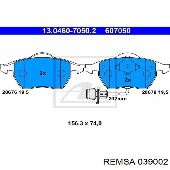 Гальмівні колодки Remsa 039002 ціна, від 25.90 USD