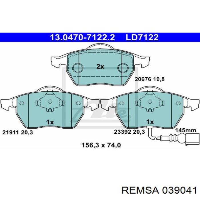 Гальмівні колодки Remsa 039041 ціна, від 25.98 USD