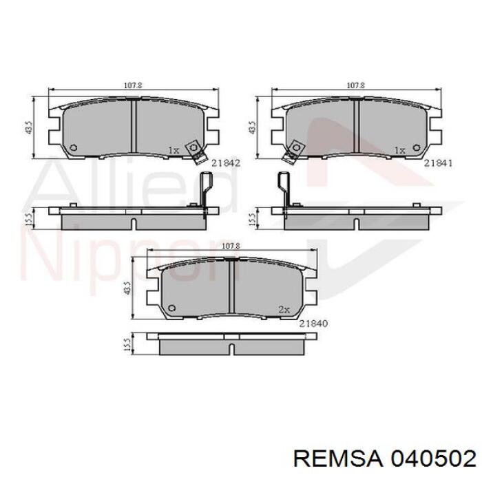 Задні дискові колодки Remsa 040502