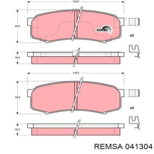 Задні гальмівні колодки 041304 Remsa