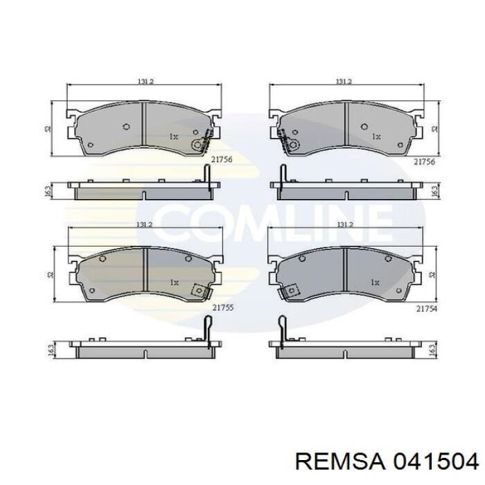 Передні тормозні колодки 041504 Remsa