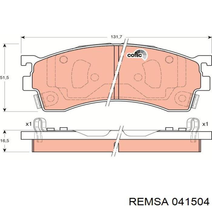Купити 041504 Remsa Колодки гальмівні передні, дискові