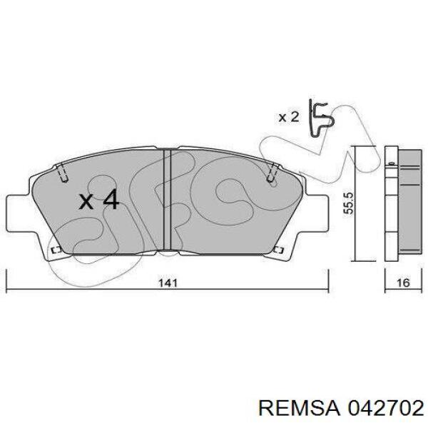Передні тормозні колодки 042702 Remsa