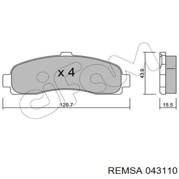 Передні тормозні колодки 043110 Remsa