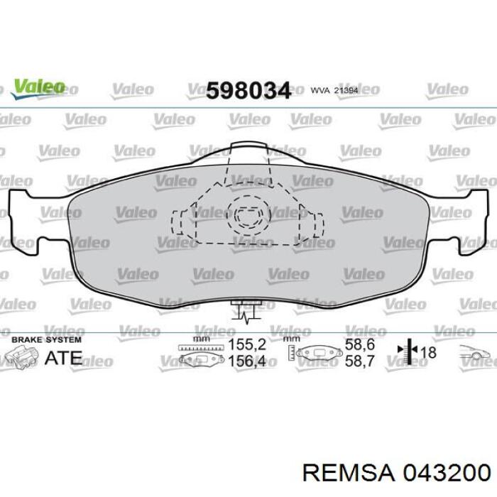 Тормозні колодки Remsa 043200