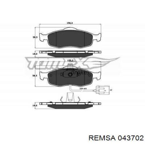 Тормозні колодки Remsa 043702