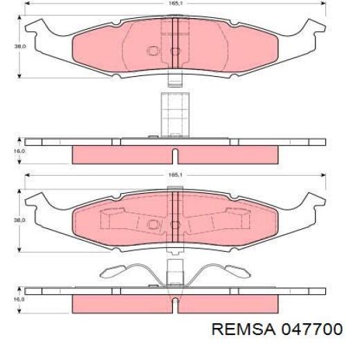 Гальмівні колодки Remsa 047700 ціна, від 26.73 USD