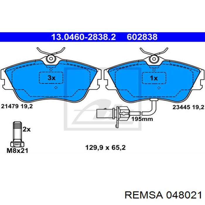Тормозні колодки Remsa 048021
