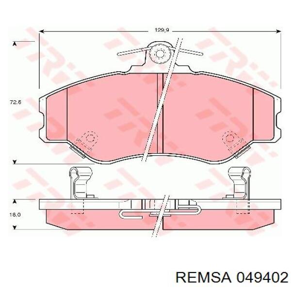 Купити 049402 Remsa Колодки гальмівні передні, дискові