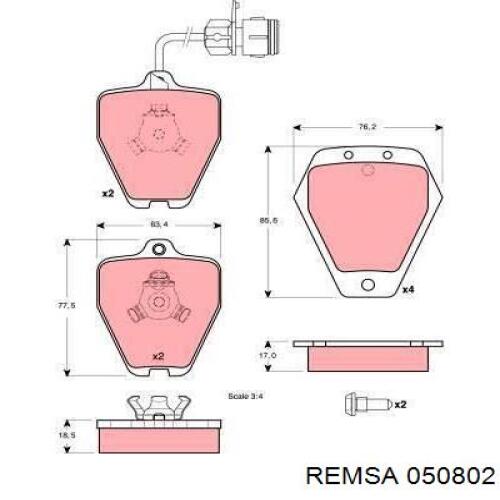 Тормозні колодки Remsa 050802