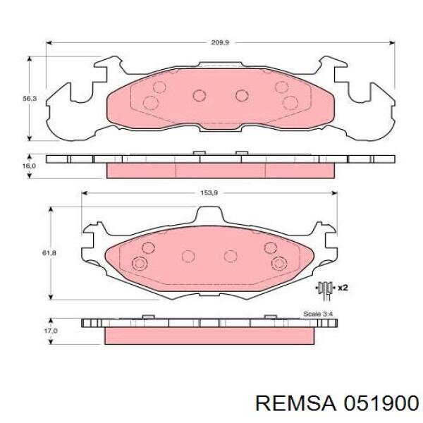 051900 Remsa колодки гальмівні передні, дискові