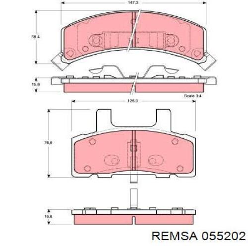055202 Remsa колодки гальмівні передні, дискові
