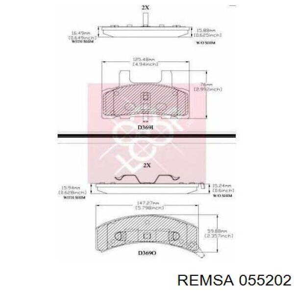Гальмівні колодки Remsa 055202 ціна, від 33.42 USD