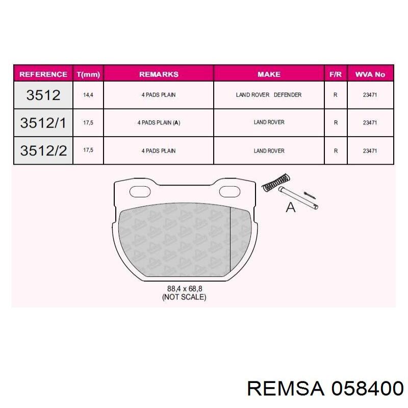 Задні дискові колодки Remsa 058400