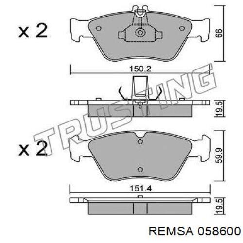 Передні тормозні колодки 058600 Remsa
