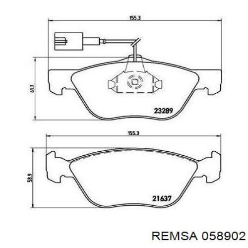 Передні тормозні колодки 058902 Remsa