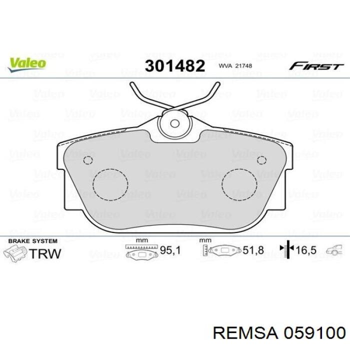 Купити 059100 Remsa Задні колодки