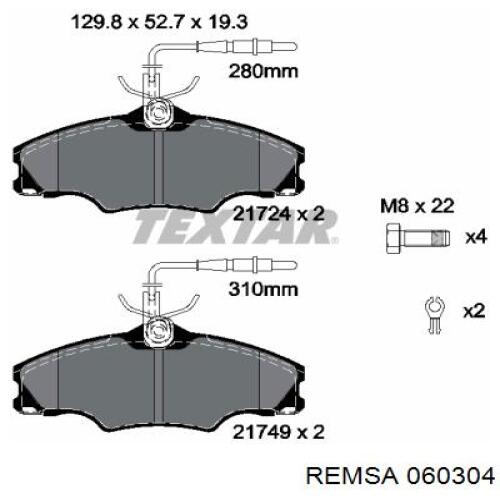 Гальмівні колодки Remsa 060304 ціна, від 21.52 USD