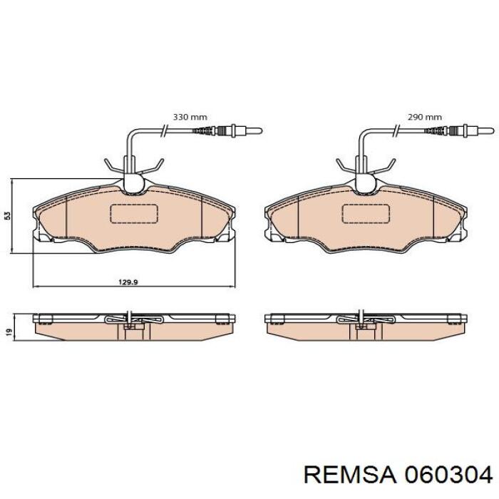 Передні тормозні колодки 060304 Remsa