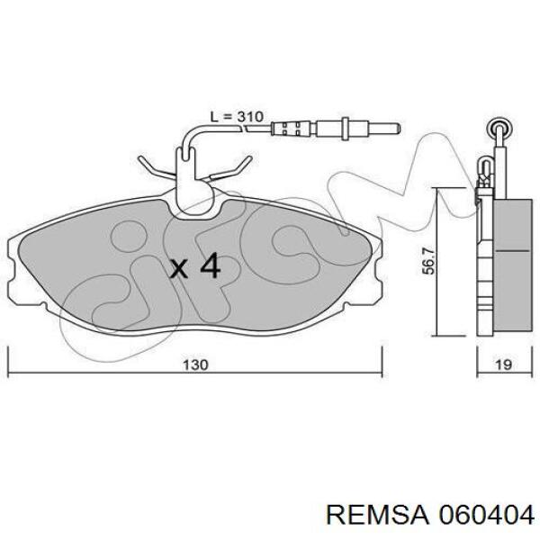 Колодки гальмівні передні, дискові 060404 Remsa