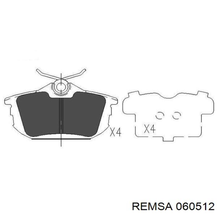 Задні гальмівні колодки 060512 Remsa