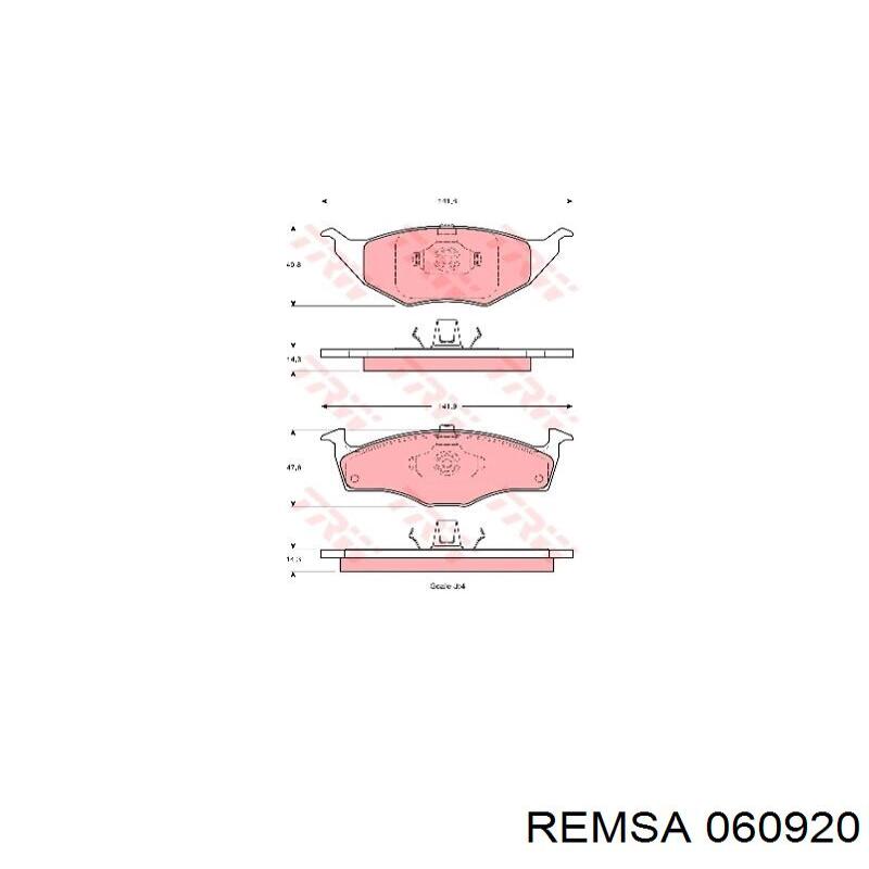 Гальмівні колодки Remsa 060920 ціна, від 17.49 USD