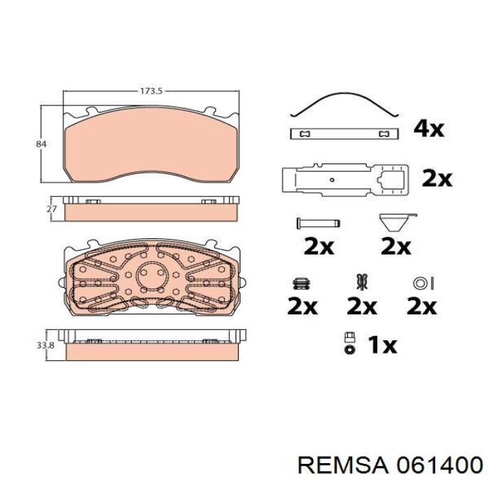 Передні тормозні колодки 061400 Remsa