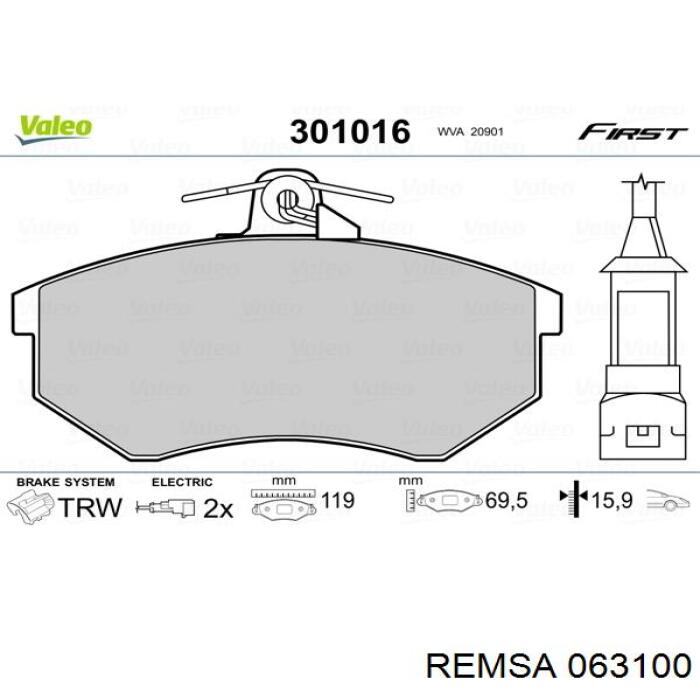Передні тормозні колодки 063100 Remsa
