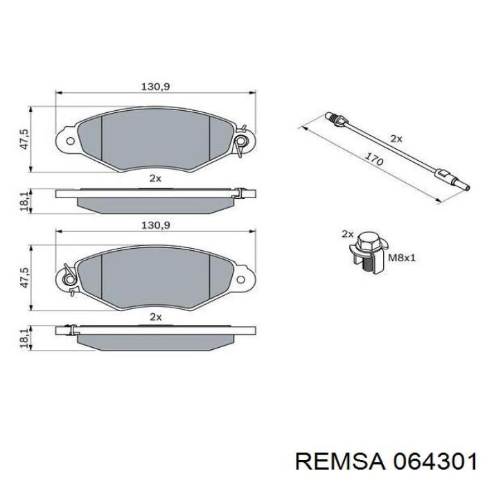 064301 Remsa Передні гальмівні колодки