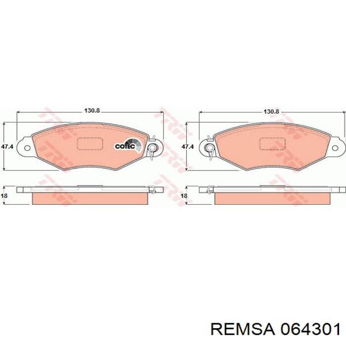 Гальмівні колодки Remsa 064301 ціна, від 24.80 USD