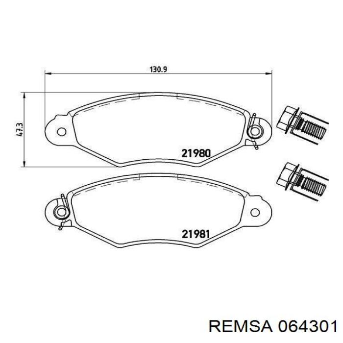 Купити 064301 Remsa Колодки гальмівні передні, дискові
