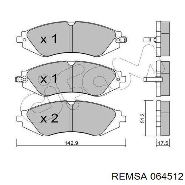 Передні тормозні колодки 064512 Remsa