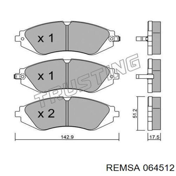 Передні тормозні колодки 064512 Remsa