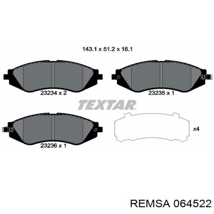 Гальмівні колодки Remsa 064522 ціна, від 26.29 USD