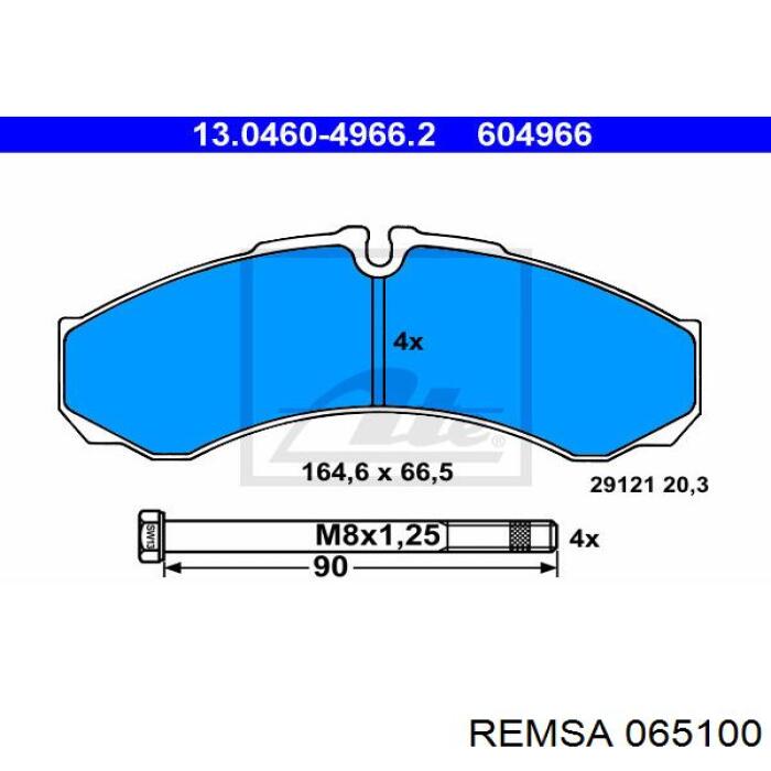 Задні гальмівні колодки Remsa 065100 ціна, від 27.48 USD