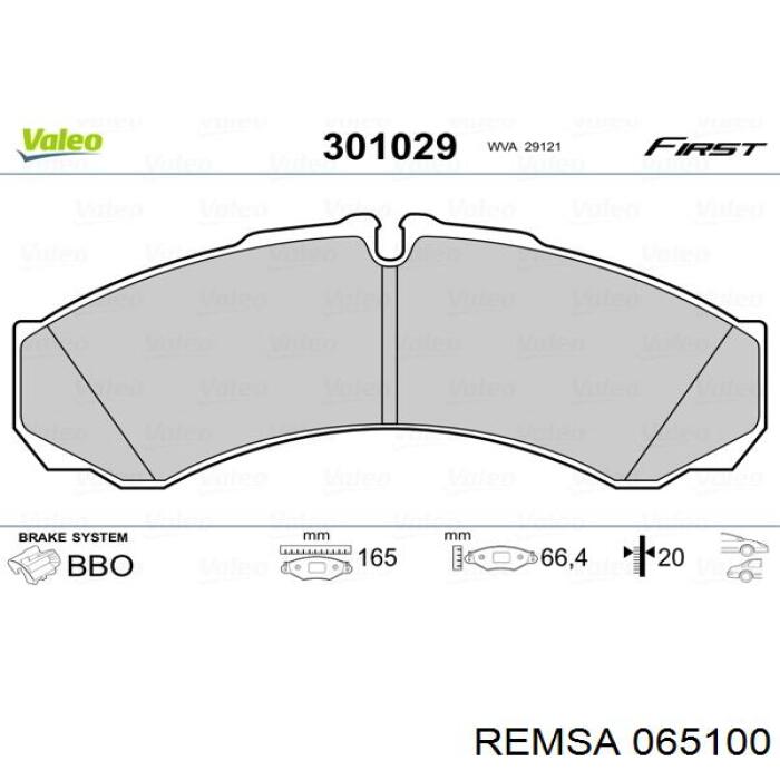 Задні гальмівні колодки 065100 Remsa