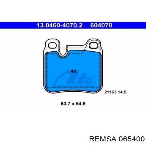 Задні гальмівні колодки 065400 Remsa