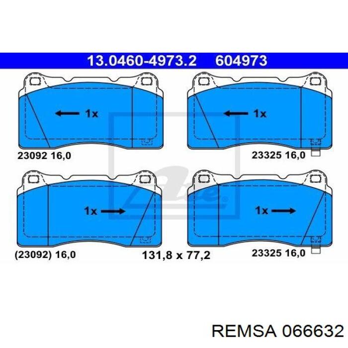 Купити 066632 Remsa Колодки гальмівні передні, дискові