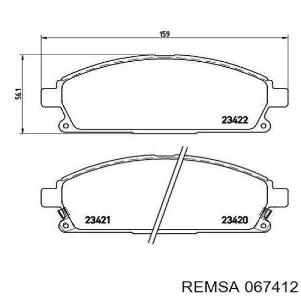 Купити 067412 Remsa Колодки гальмівні передні, дискові