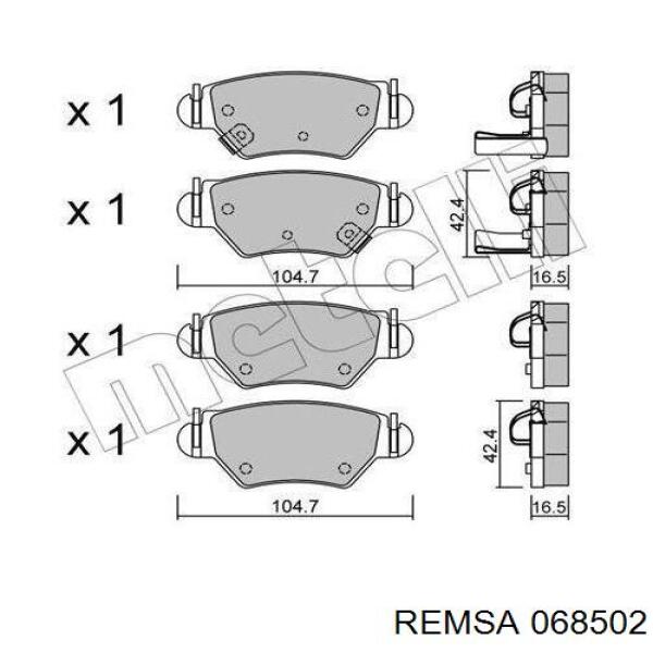 Колодки гальмові задні, дискові 068502 Remsa