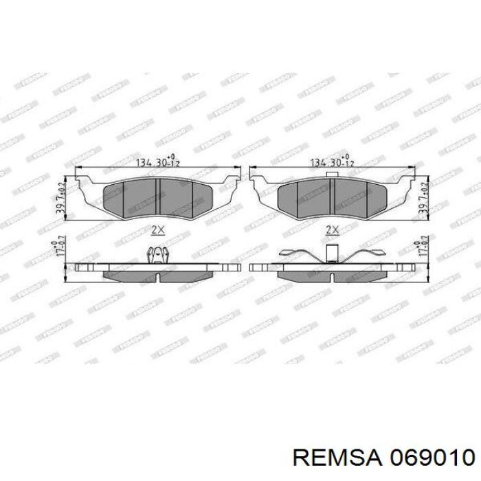 Купити 069010 Remsa Задні колодки