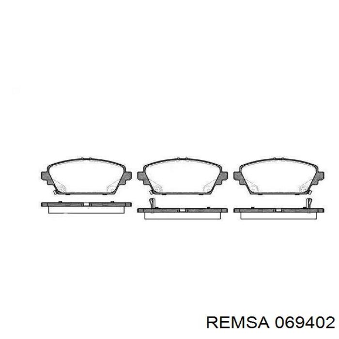 Колодки гальмівні передні, дискові 069402 Remsa