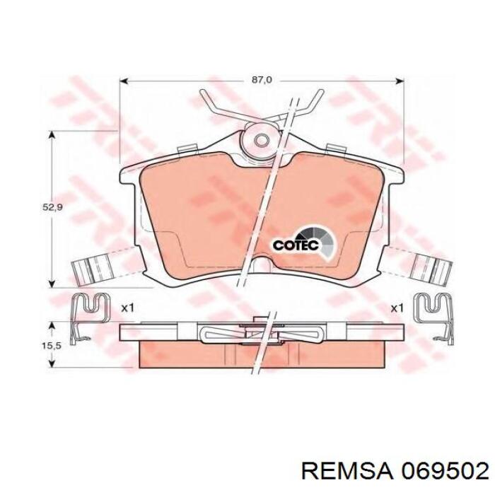 Купити 069502 Remsa Задні колодки