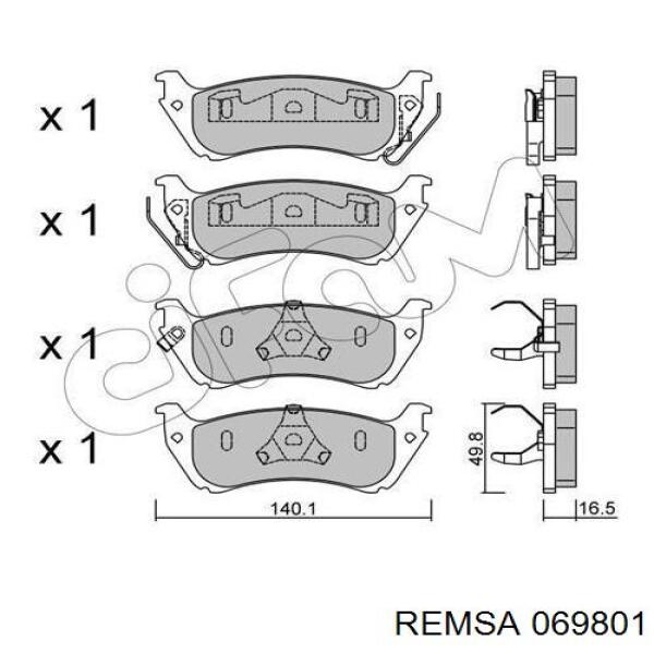 Задні гальмівні колодки Remsa 069801 ціна, від 29.73 USD