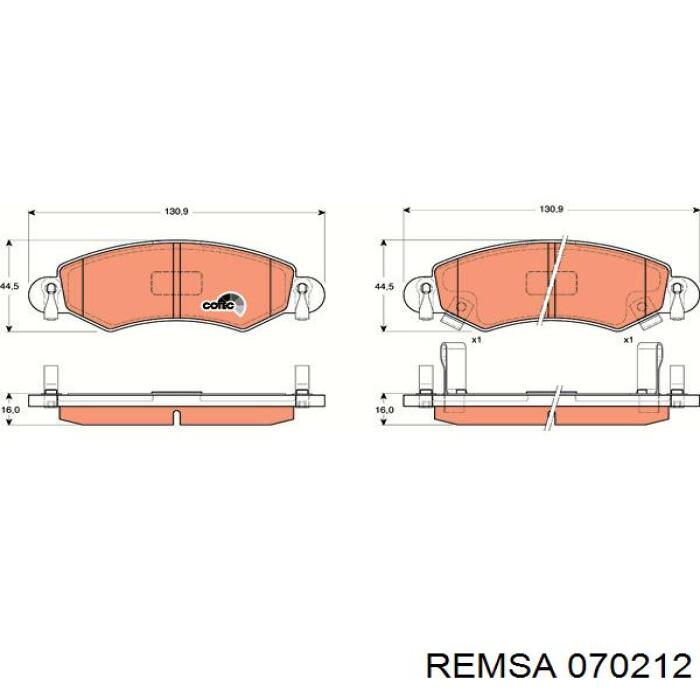 Купити 070212 Remsa Колодки гальмівні передні, дискові