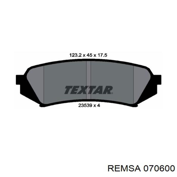 Задні гальмівні колодки Remsa 070600 ціна, від 20.62 USD