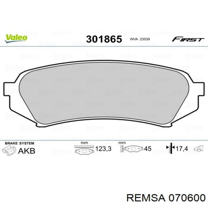 Купити 070600 Remsa Задні колодки