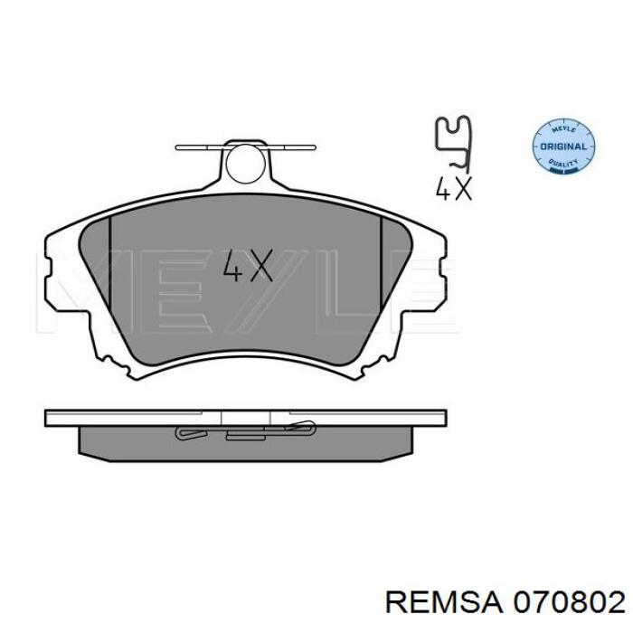 Передні тормозні колодки 070802 Remsa